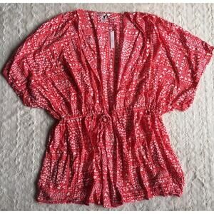 Victoria’s Secret Heart Print Kimono Pool Beach Top Cover Up Vacation Resort OS
